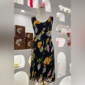 Y2K Flowy Black Floral Mesh Midi Sleeveless Dress